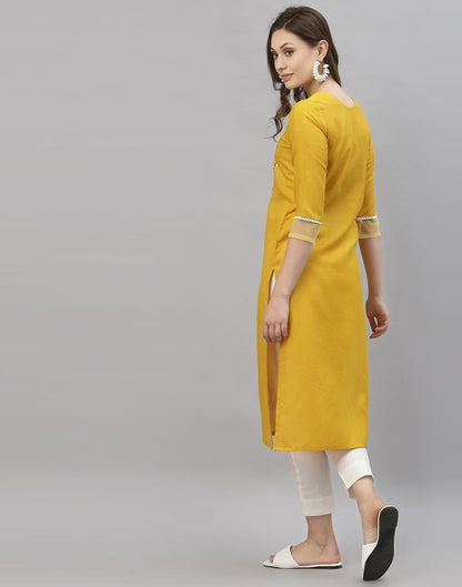 Yellow Embroidered Kurti | Sudathi