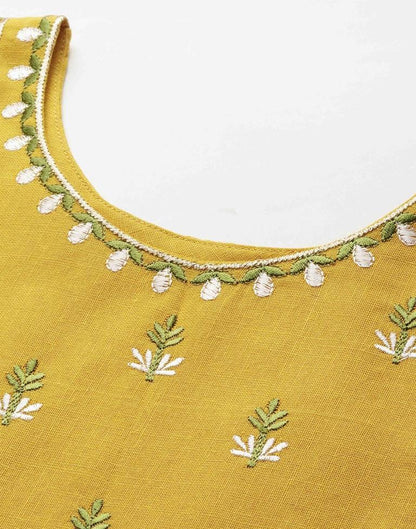 Yellow Embroidered Kurti | Sudathi