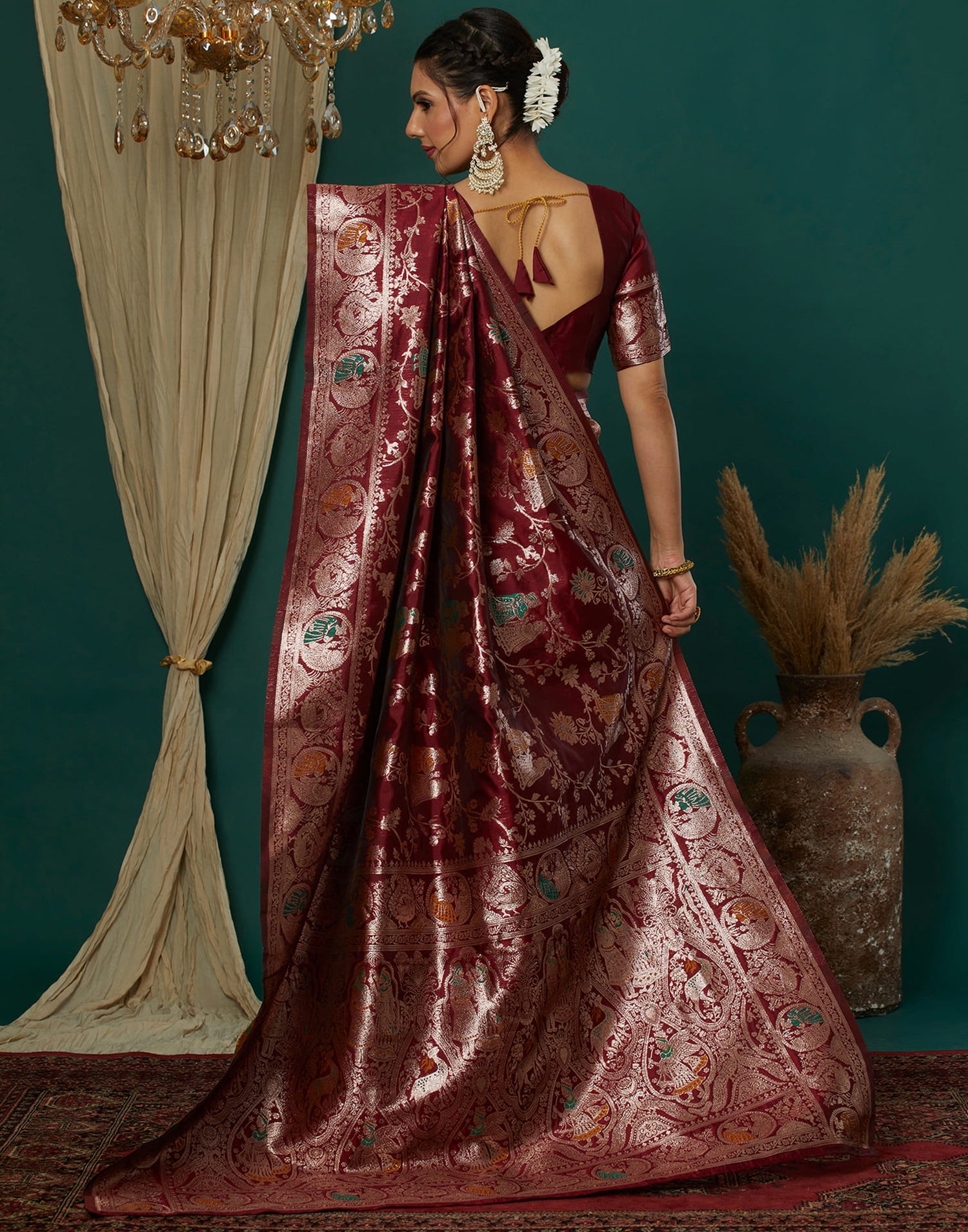 Maroon Silk Weaving Banarasi Saree