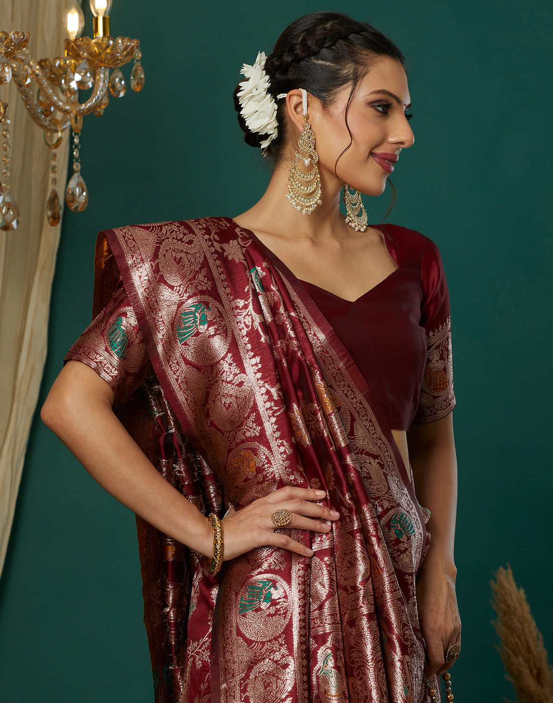 Maroon Silk Weaving Banarasi Saree