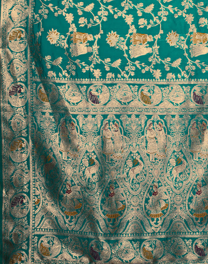 Teal Green Silk Weaving Banarasi Saree