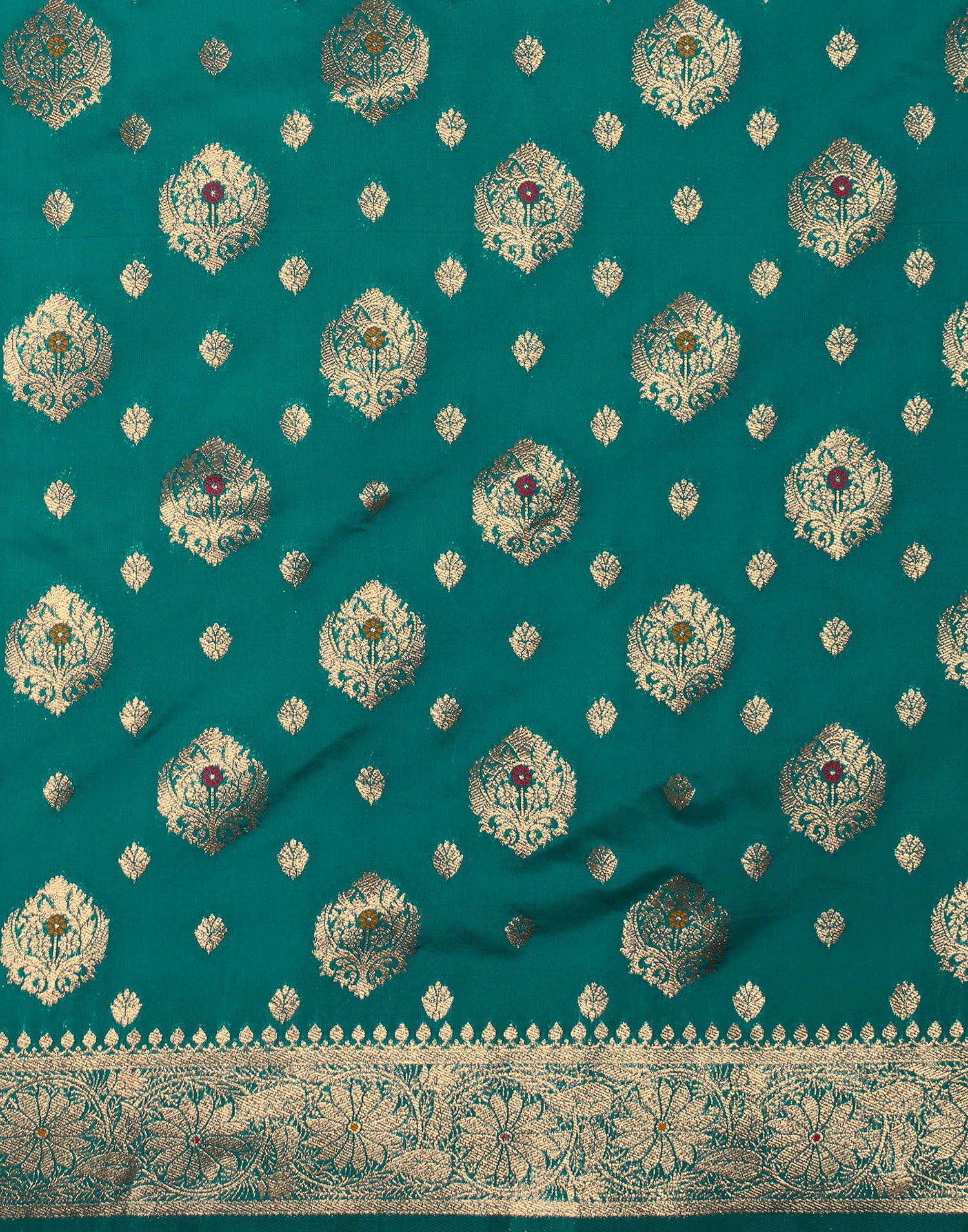 Teal Green Silk Weaving Banarasi Saree