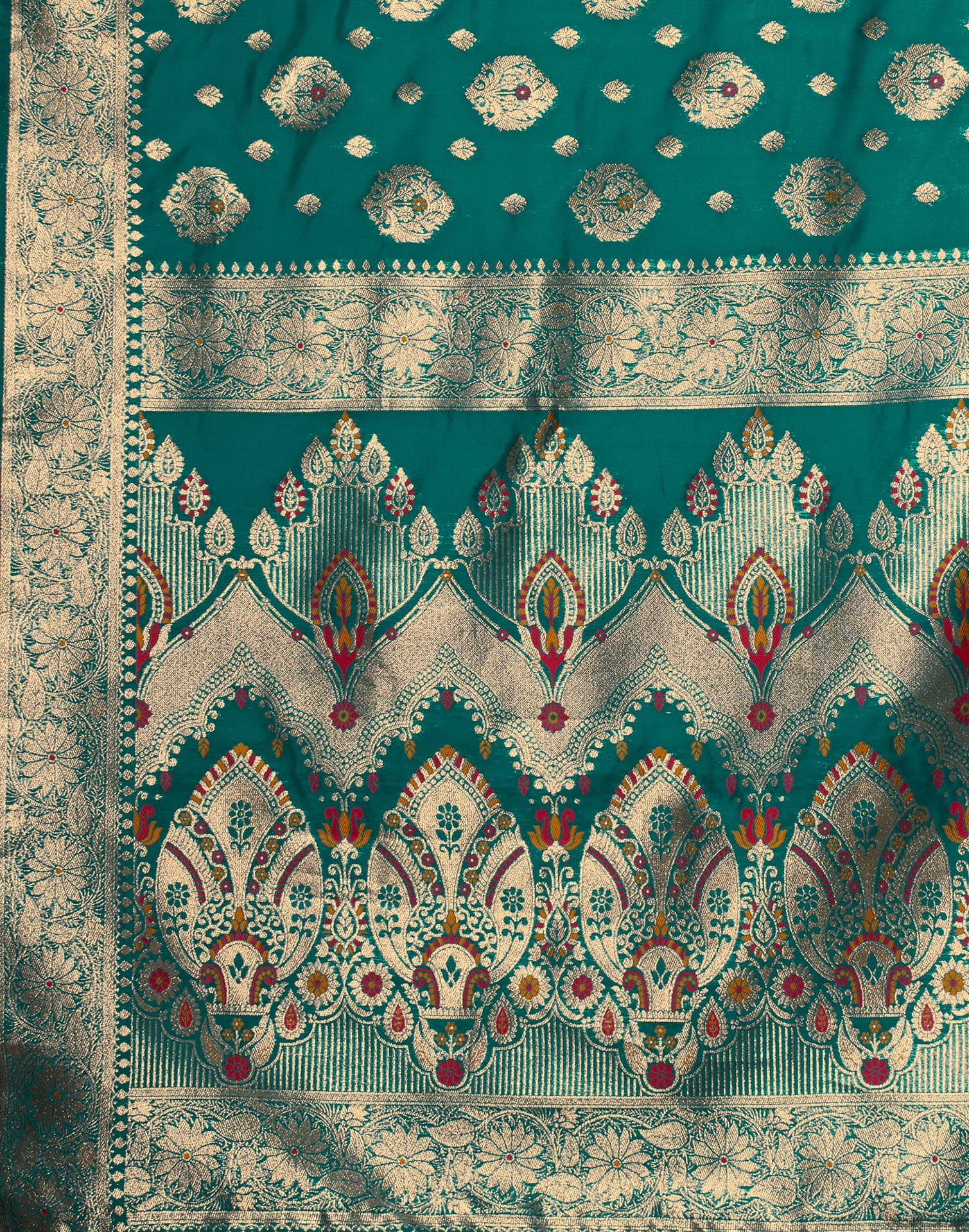 Teal Green Silk Weaving Banarasi Saree