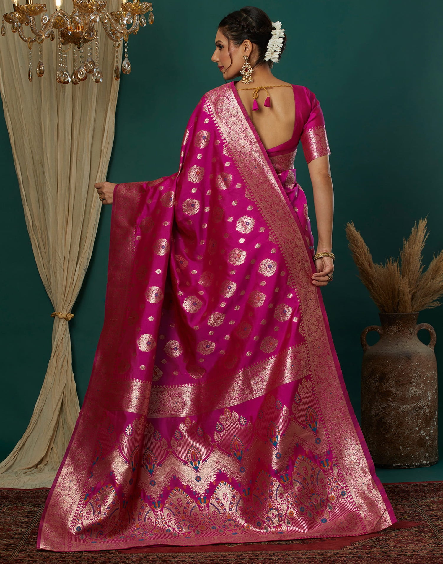 Magenta Silk Weaving Banarasi Saree