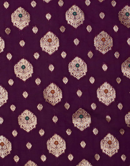 Wine Silk Weaving Banarasi Saree