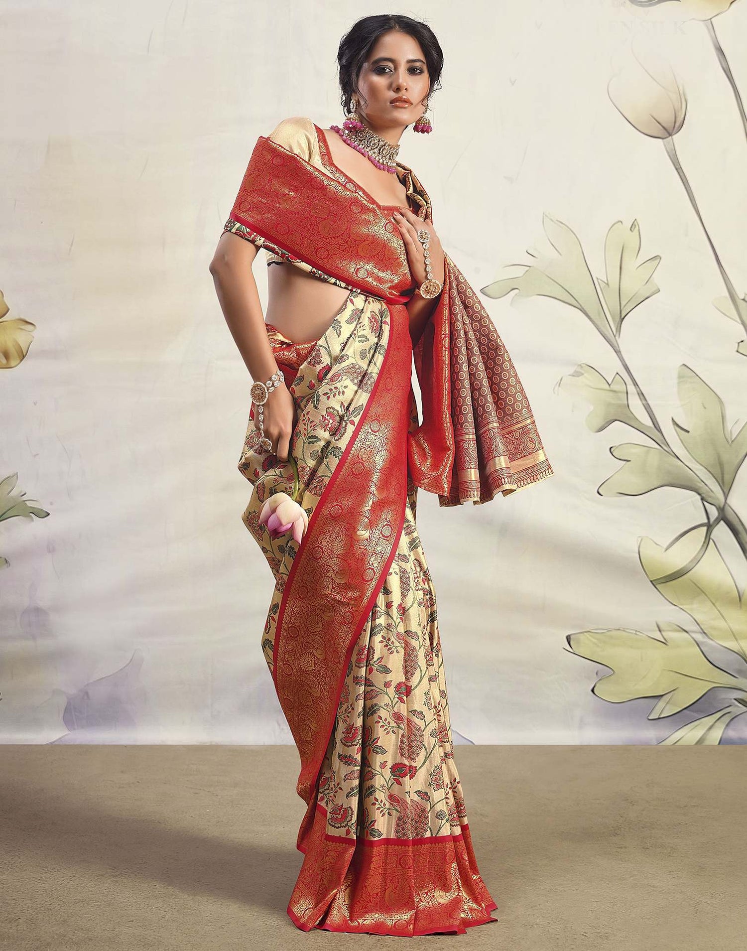 Red Silk Weaving Banarasi Saree