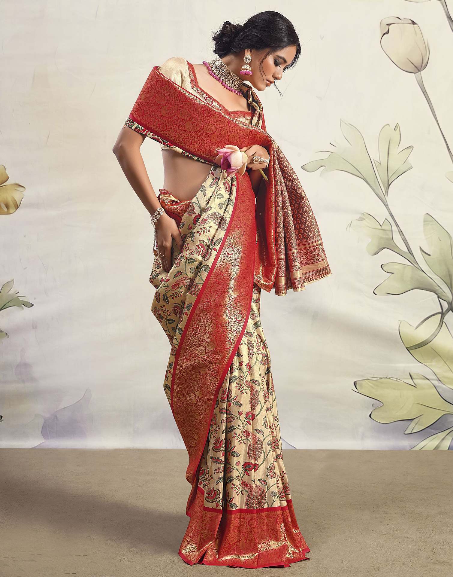 Red Silk Weaving Banarasi Saree