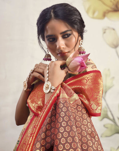 Red Silk Weaving Banarasi Saree