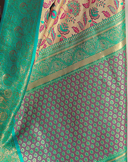 Turquoise Silk Weaving Banarasi Saree