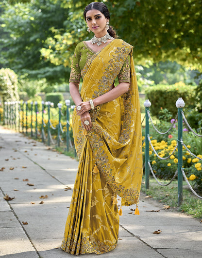 Turmeric Yellow Silk Weaving Embroidery Saree