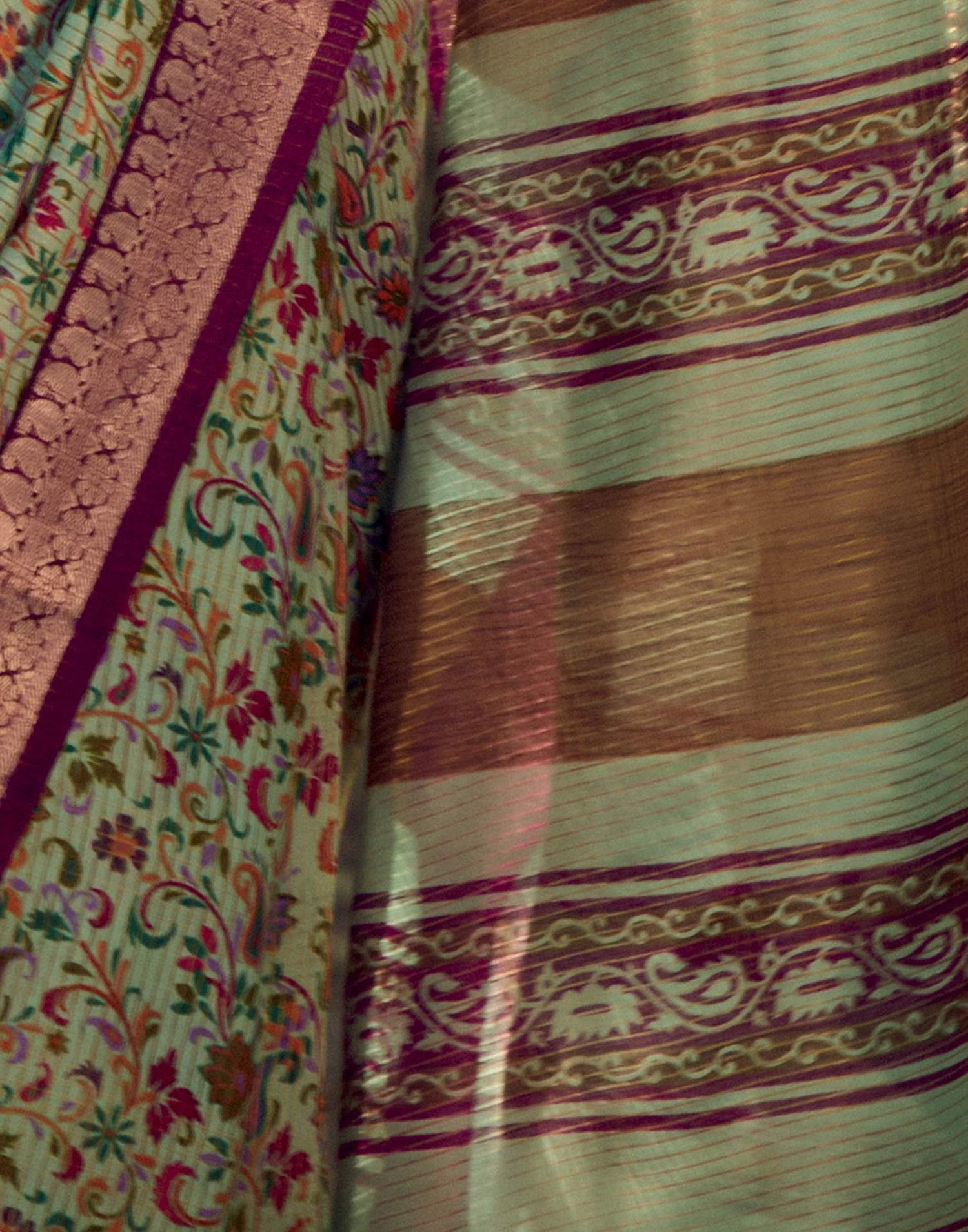 Mint Green Cotton Silk Printed Saree