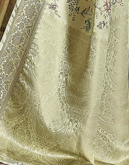 Cream Silk Printed Saree