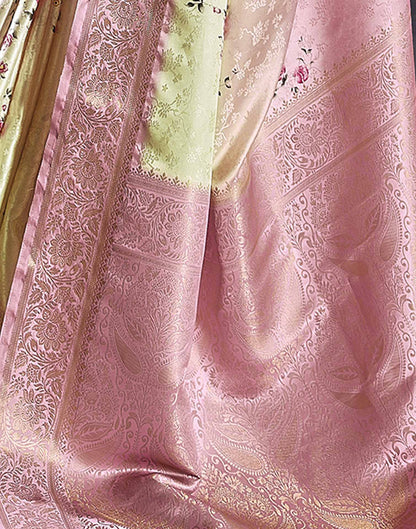 Light Pink Silk Printed Saree