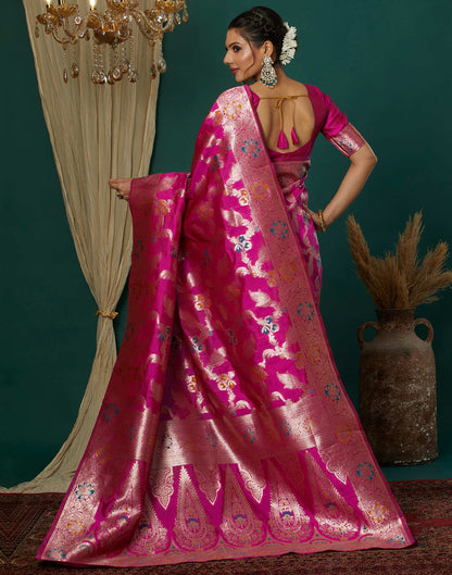 Magenta Silk Weaving Banarasi Saree