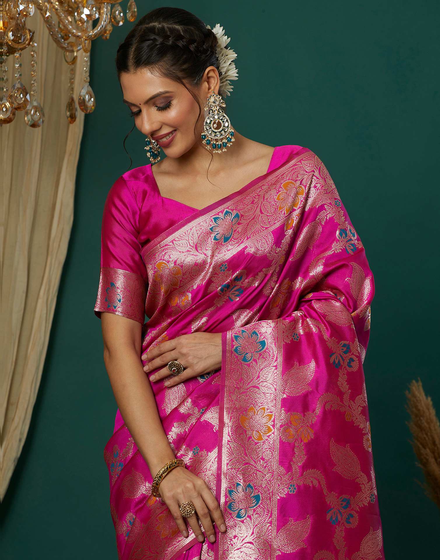 Magenta Silk Weaving Banarasi Saree