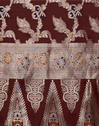 Maroon Silk Weaving Banarasi Saree