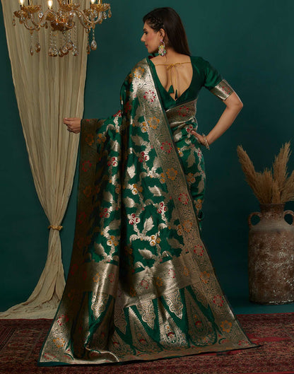 Dark Green Silk Weaving Banarasi Saree