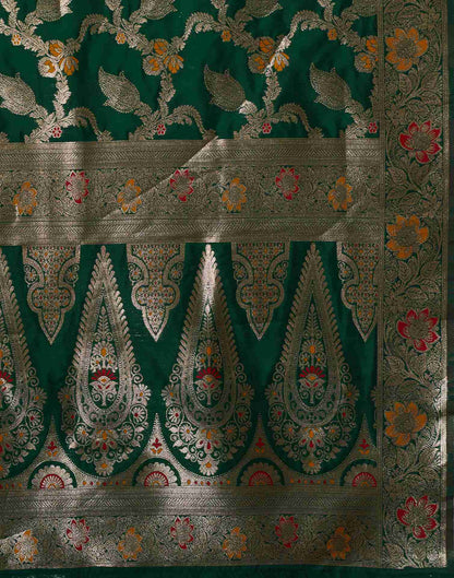 Dark Green Silk Weaving Banarasi Saree