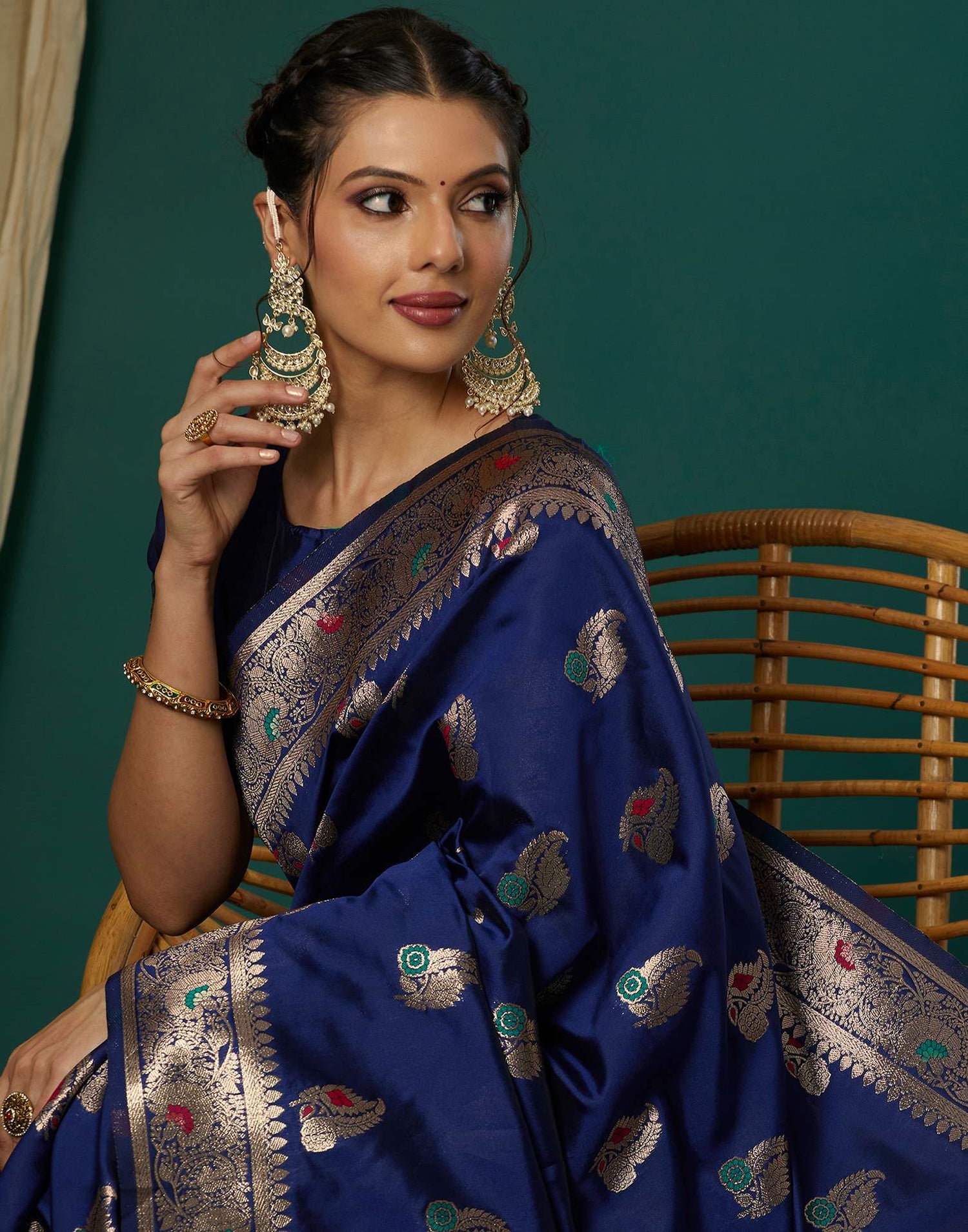 Navy Blue Silk Weaving Banarasi Saree