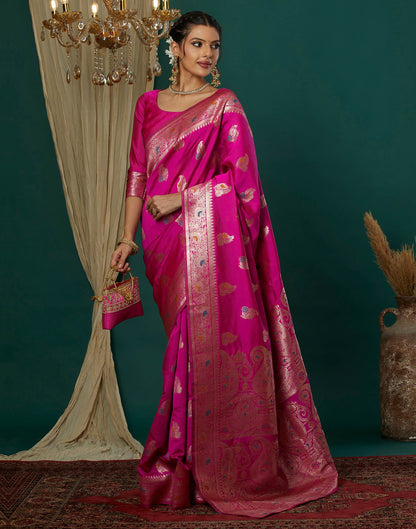 Magenta Silk Weaving Banarasi Saree