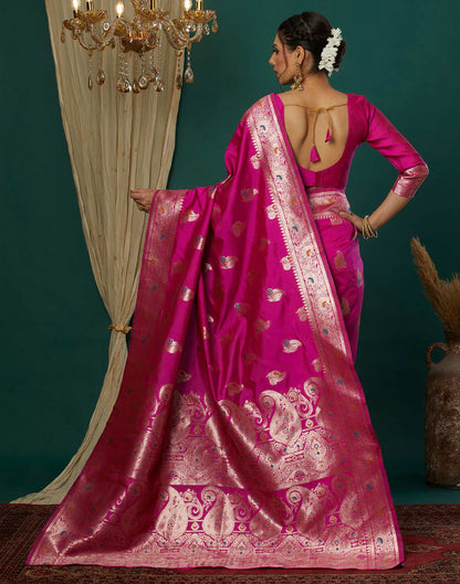 Magenta Silk Weaving Banarasi Saree