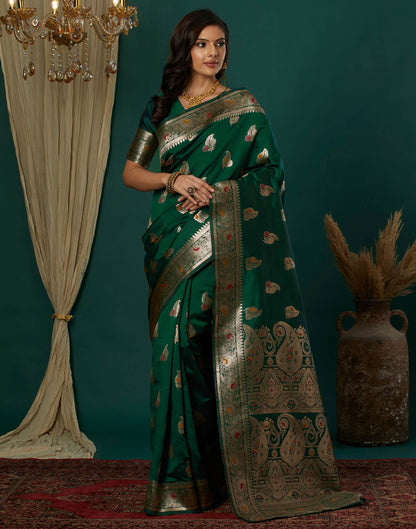 Dark Green Silk Weaving Banarasi Saree