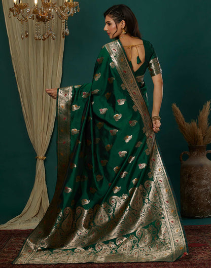 Dark Green Silk Weaving Banarasi Saree