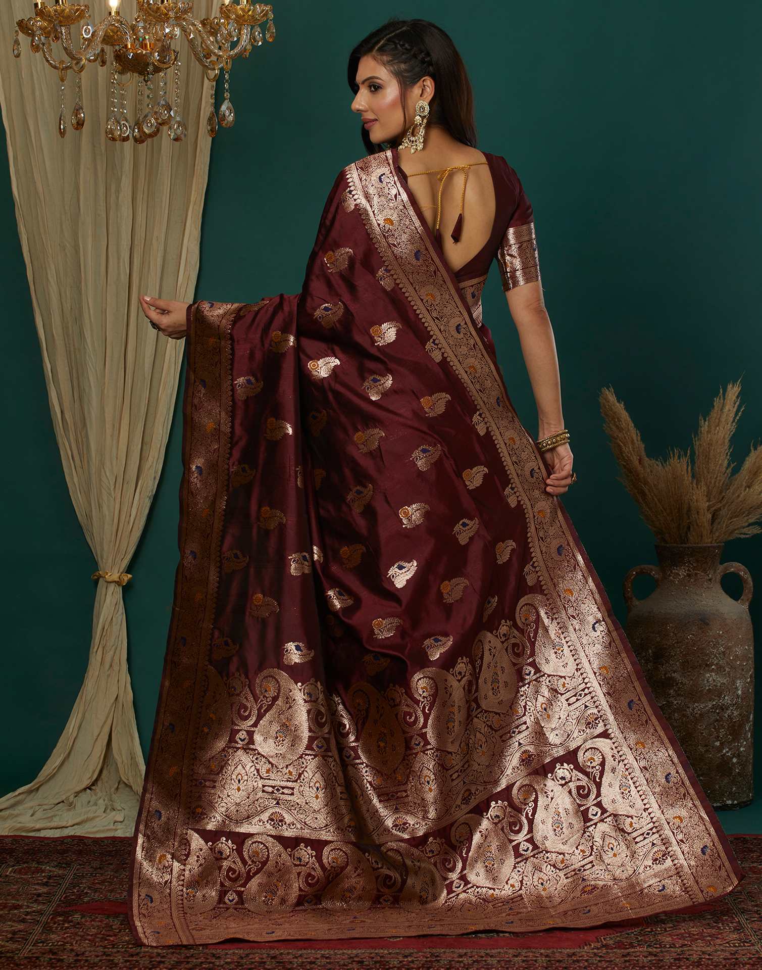 Maroon Silk Weaving Banarasi Saree