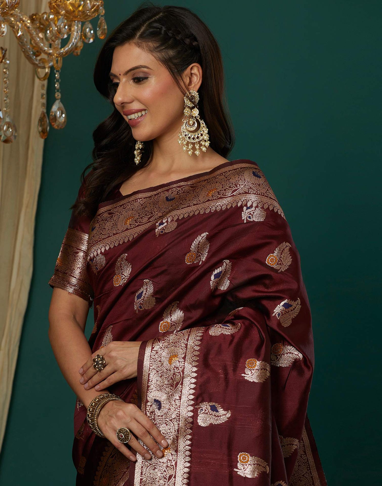 Maroon Silk Weaving Banarasi Saree