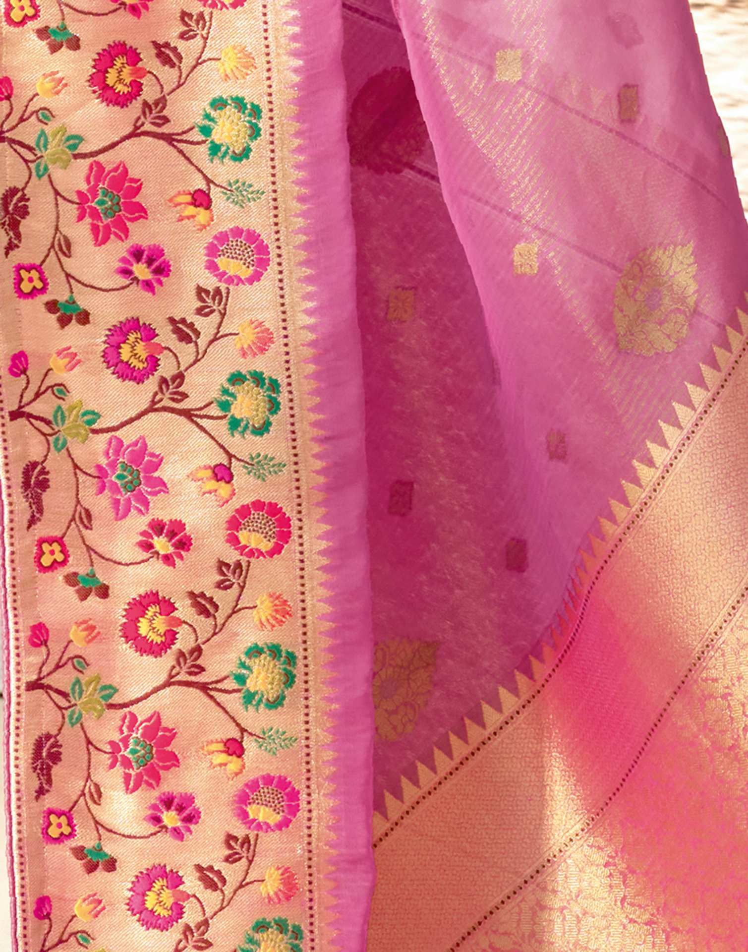 Pink Silk Woven Paithani Saree