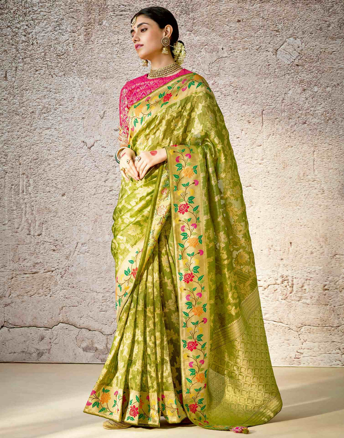 Green Silk Woven Banarasi Saree