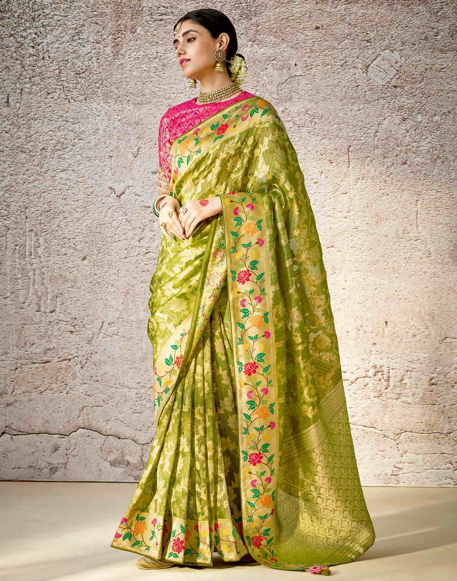 Green Silk Weaving Banarasi Saree