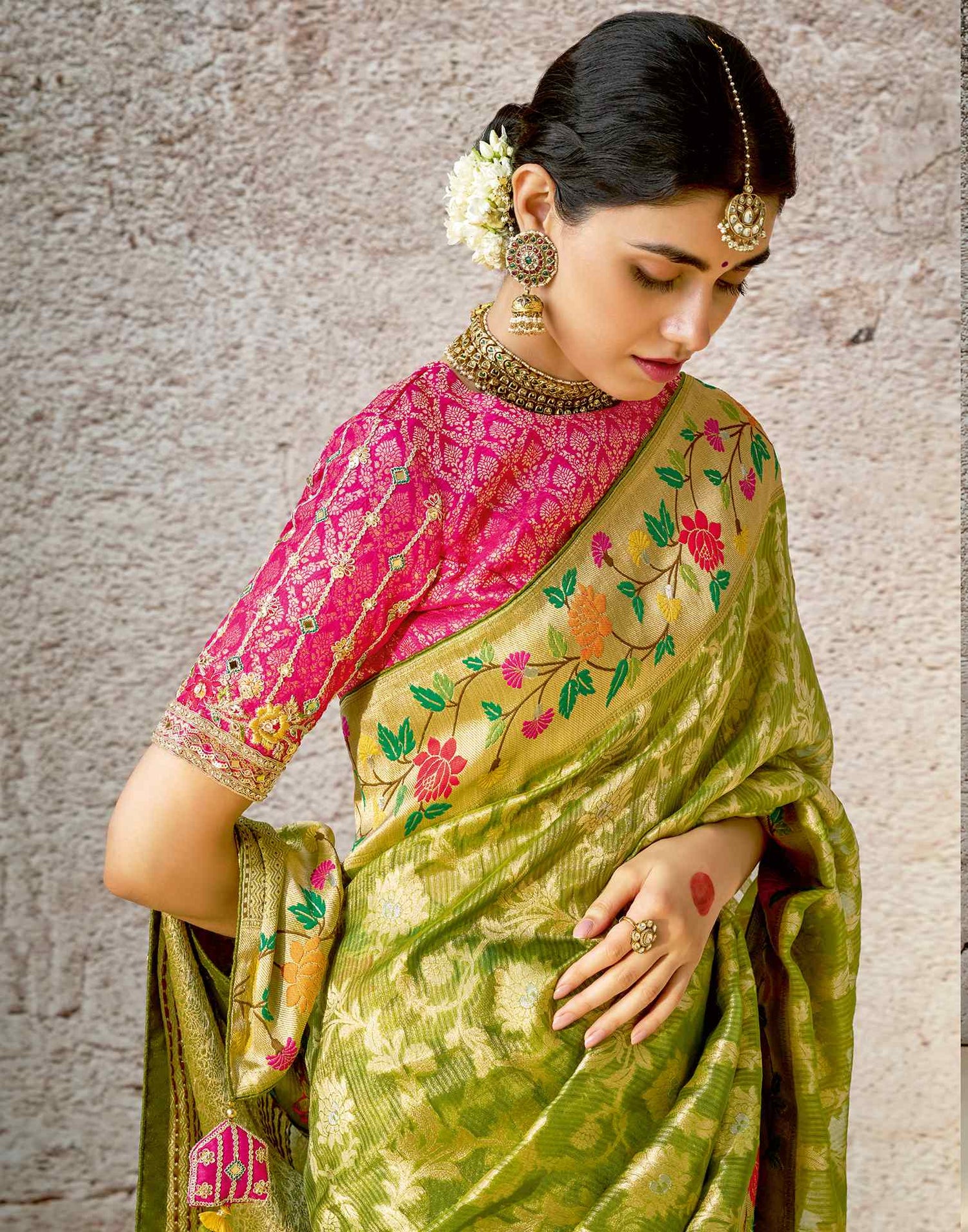 Green Silk Woven Banarasi Saree