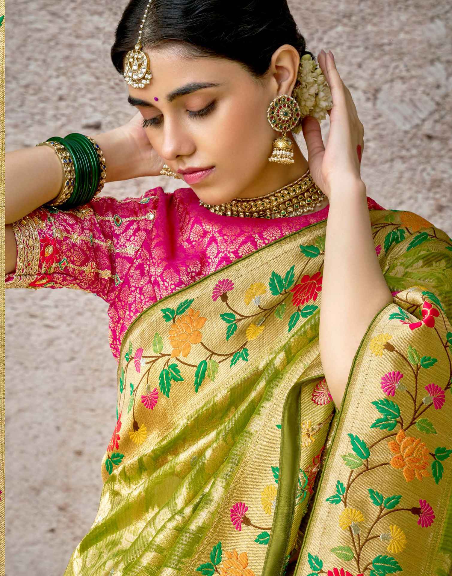 Green Silk Weaving Banarasi Saree