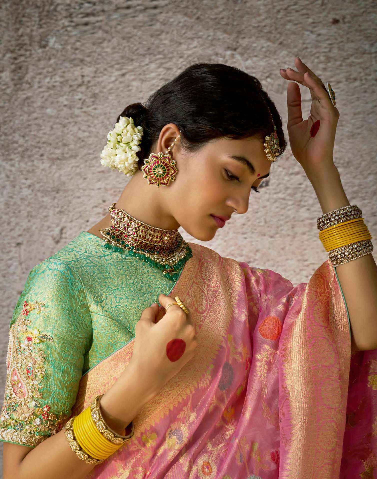 Light Pink Silk Weaving Banarasi Saree