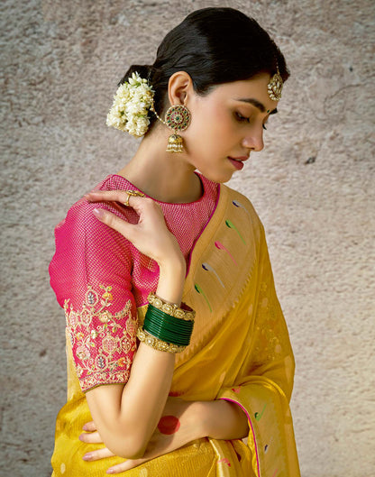 Yellow Silk Weaving Paithani Saree