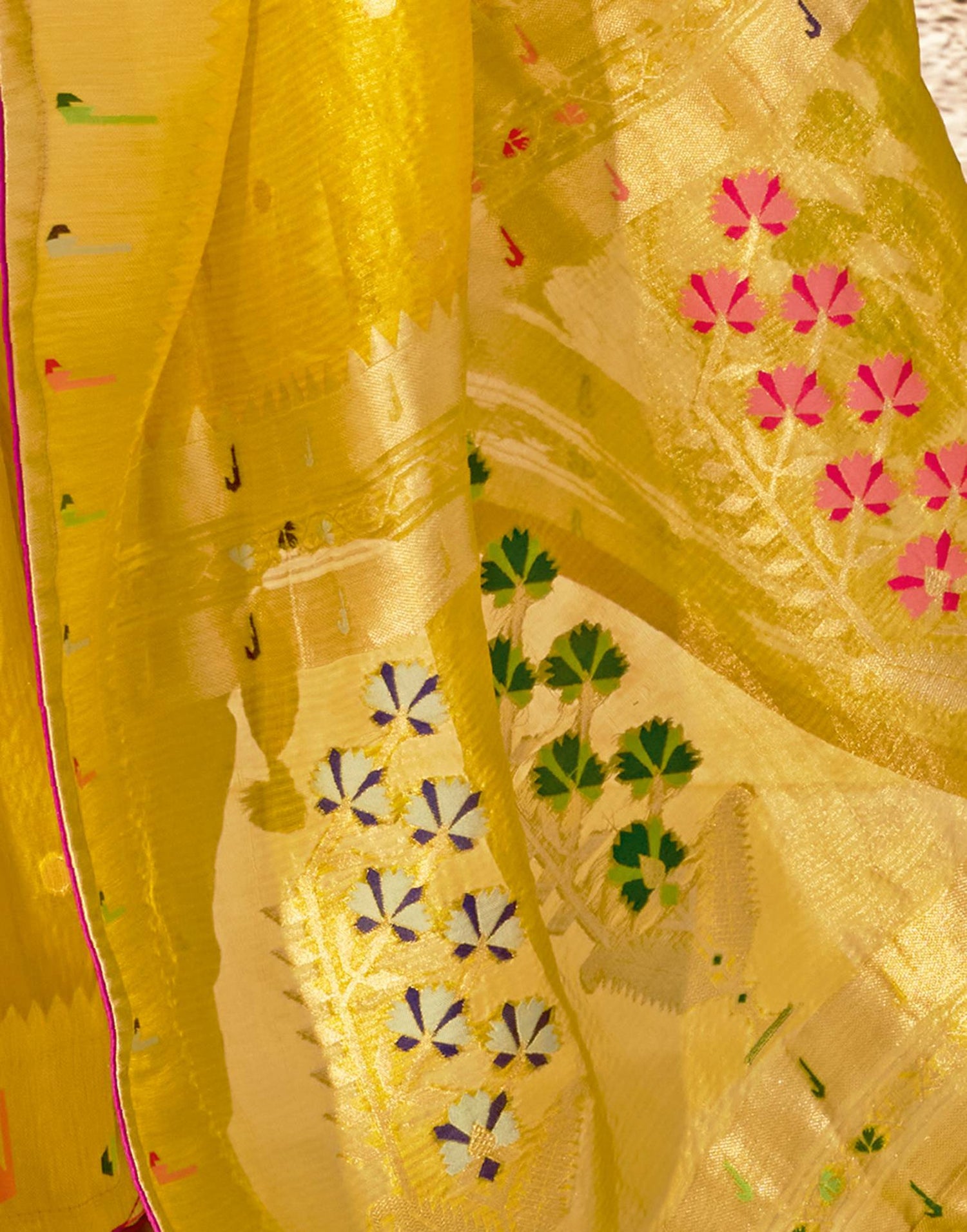 Yellow Silk Woven Paithani Saree