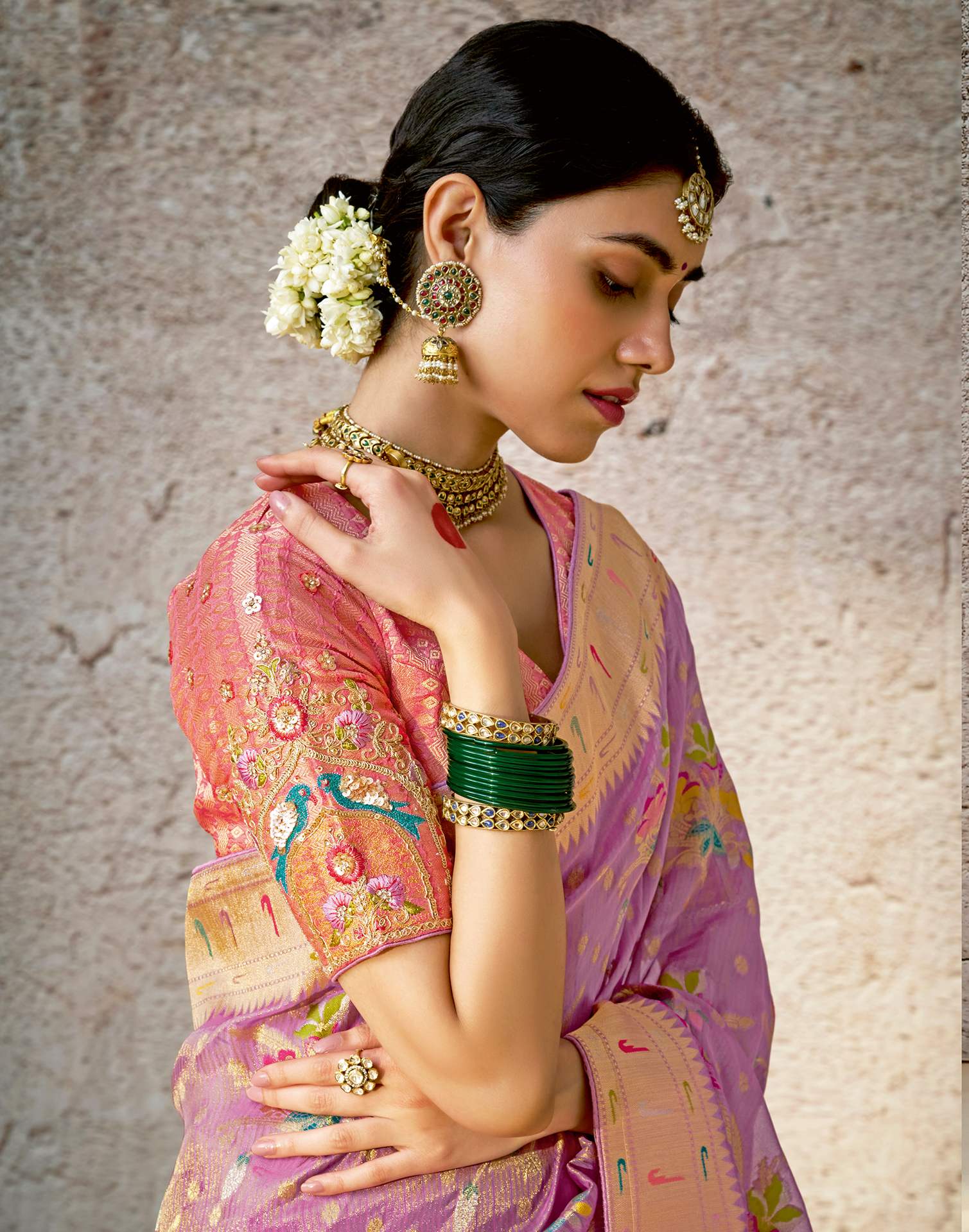 Lavender Silk Woven Paithani Saree