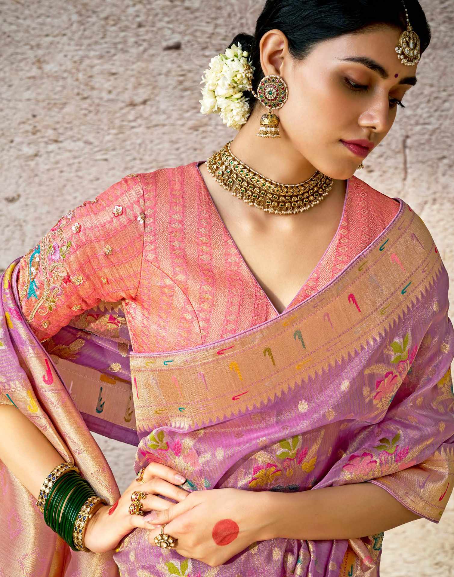 Light Purple Silk Weaving Paithani Saree