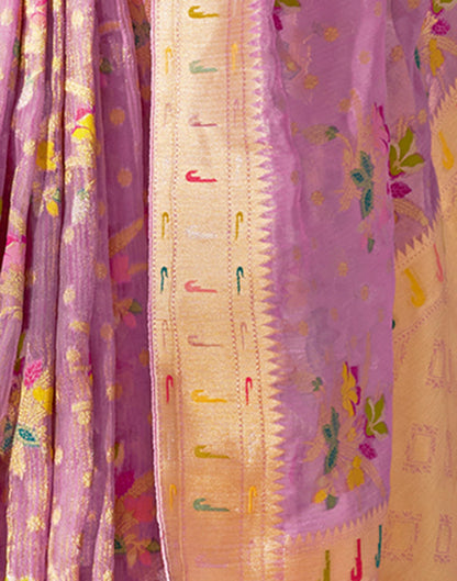 Lavender Silk Woven Paithani Saree