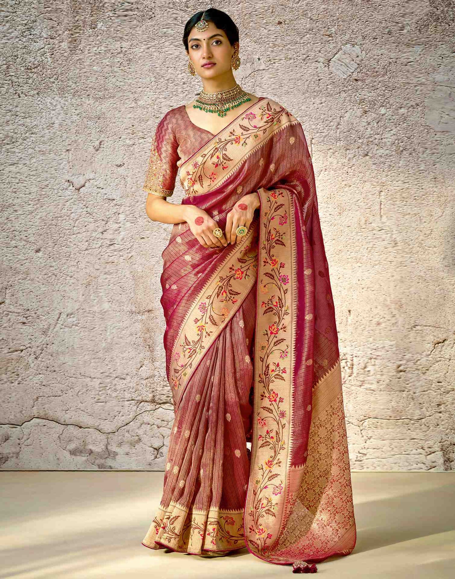 Maroon Silk Woven Paithani Saree