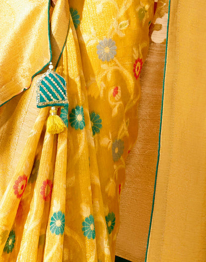 Yellow Silk Weaving Banarasi Saree