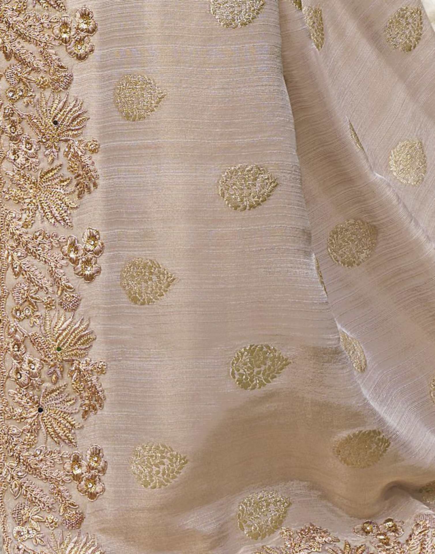 Light Mauve Silk Weaving Embroidery Saree