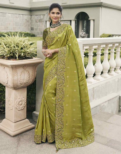 Green Silk Weaving Embroidery Saree