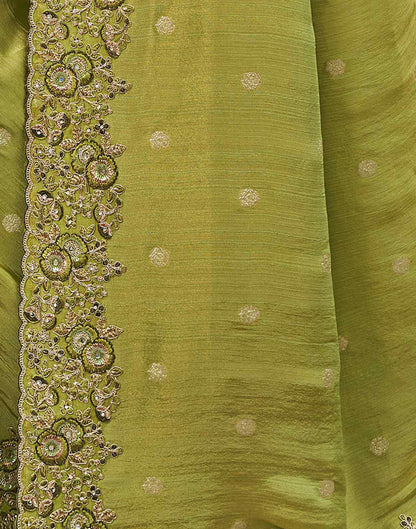 Green Silk Weaving Embroidery Saree