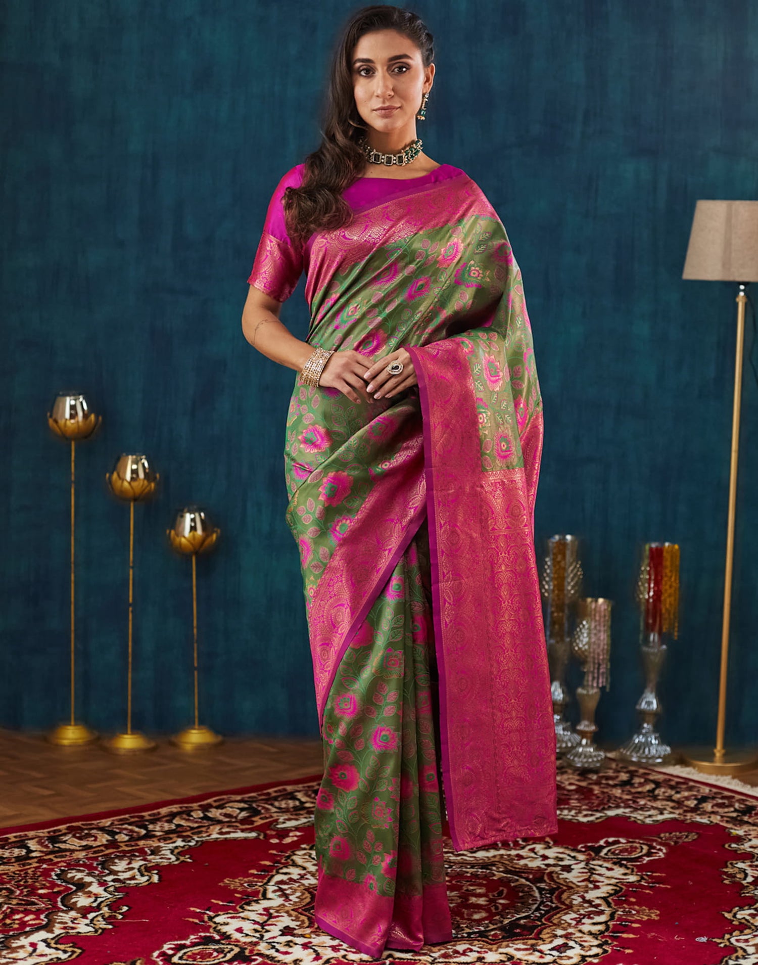 Green Silk Weaving Banarasi Saree