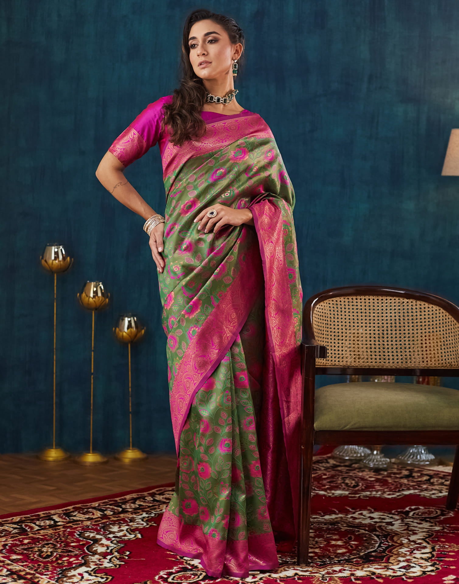 Green Silk Weaving Banarasi Saree