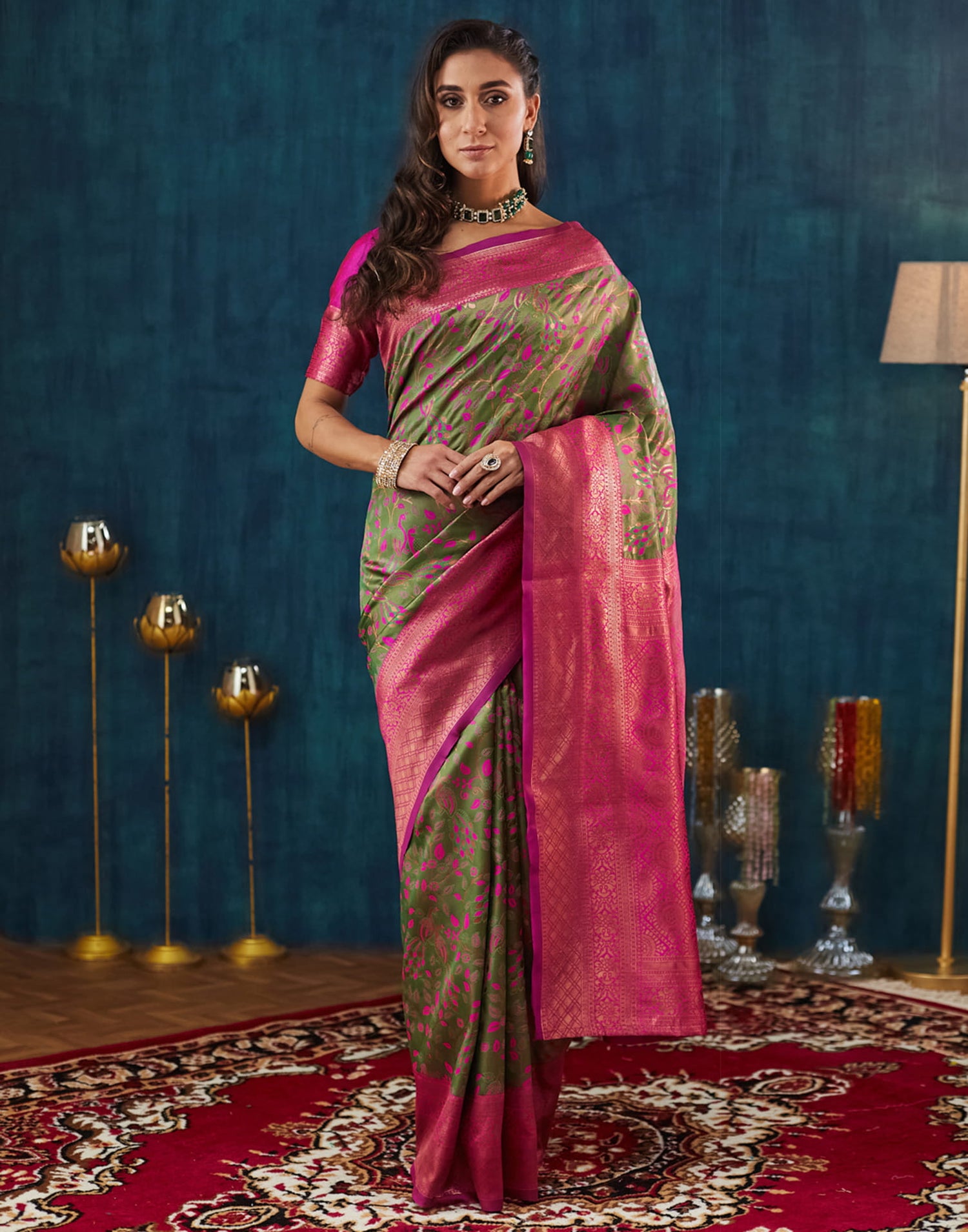 Green Silk Weaving Banarasi Saree