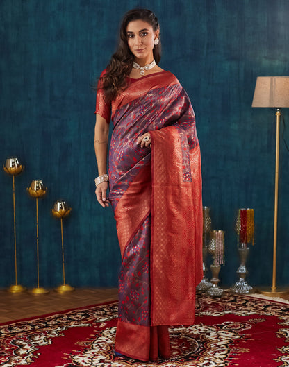 Mauve Silk Blend Woven Woven Saree