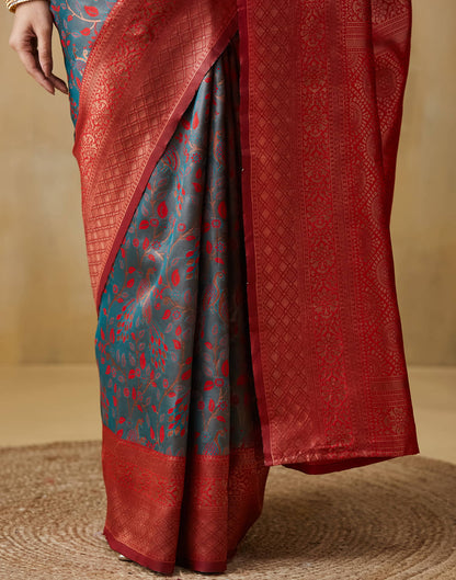 Rama Green Silk Woven Saree